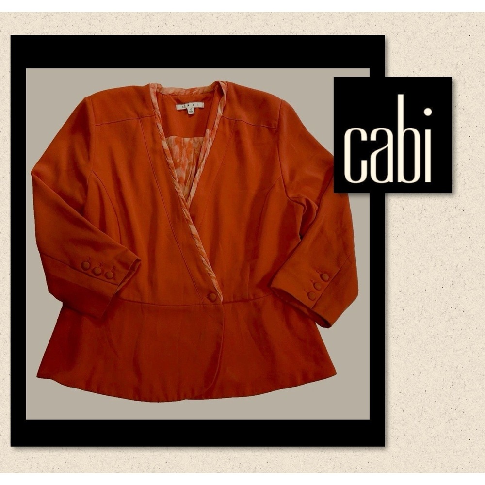 Cabi Jane Jacket Grenadine Blazer Women's Size 10 Style #216 Summer Orange